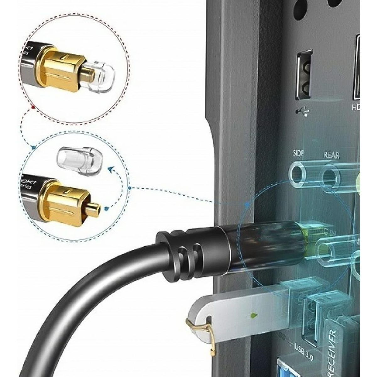 GENERICO - Cable Óptico Digital de Audio 15m Alta Calidad
