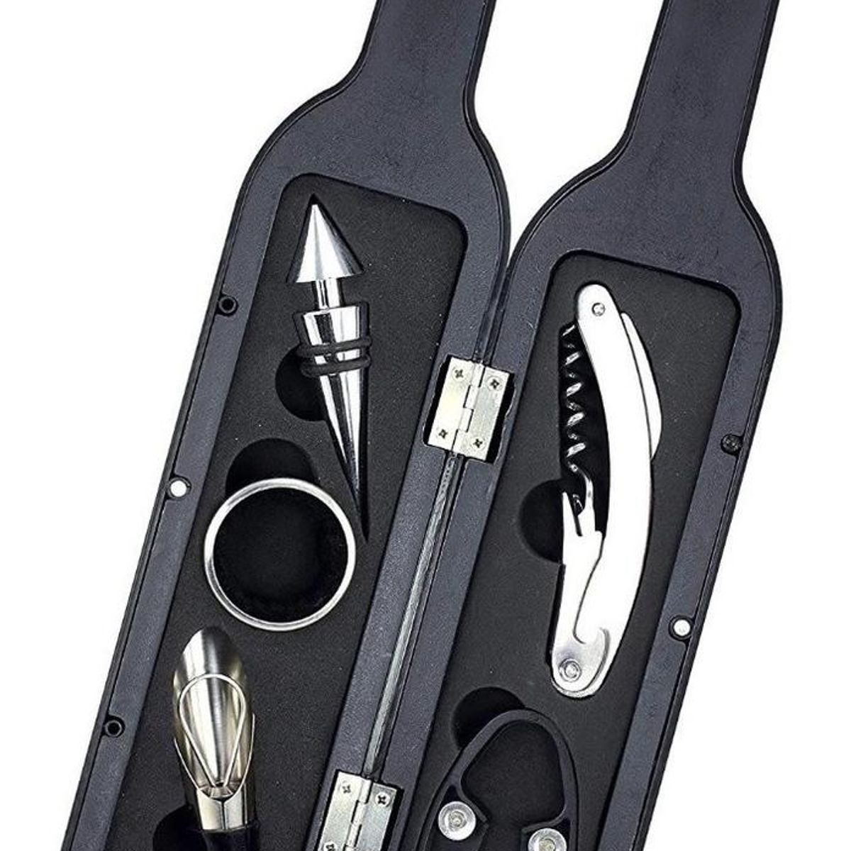 GENERICO - Elegante Set de Vino con 5 Accesorios en Estuche Botella