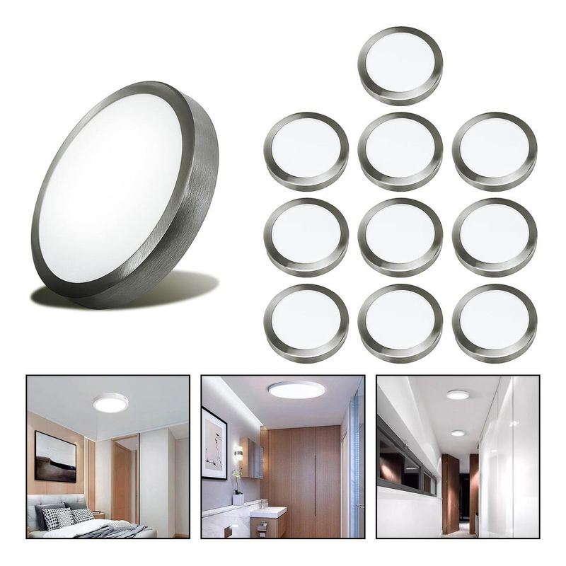 GENERICO - Pack de 10 Focos LED Plafón Redondo 12W Frío