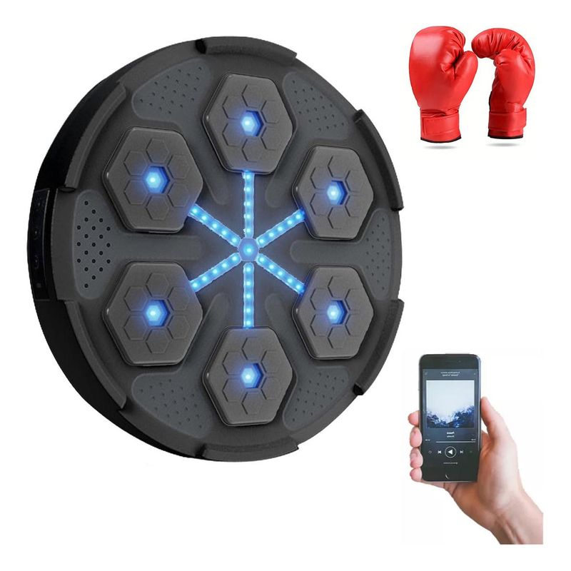 GENERICO - Máquina de Boxeo Musical Hexagonal con Guantes y Bluetooth