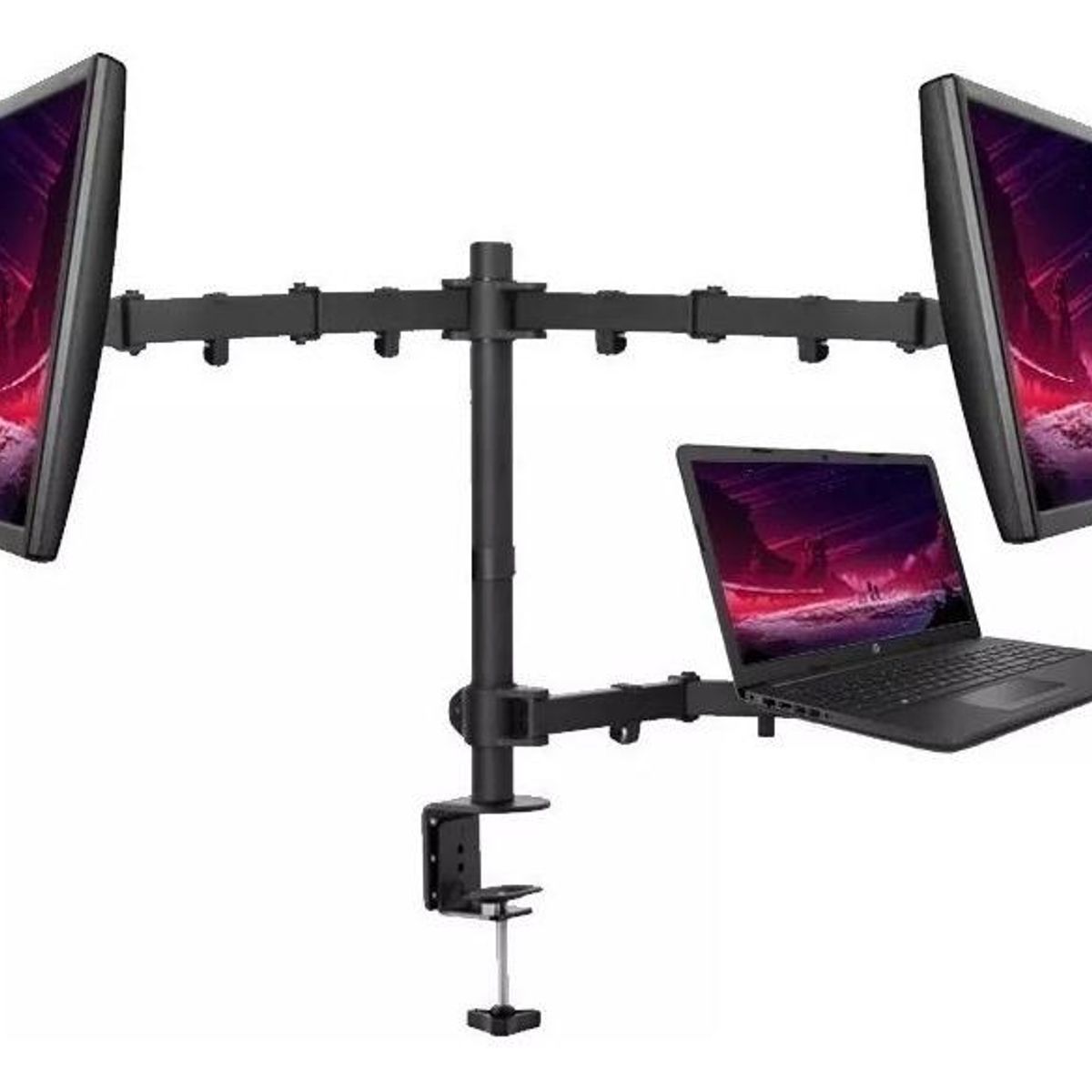 GENERICO - Soporte Doble de Monitor y Notebook para Escritorio - Negro
