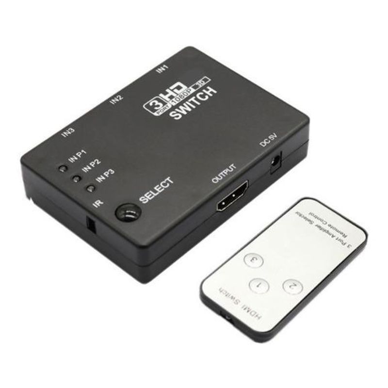 GENERICO - Switch HDMI 3x1 con Control Remoto y 1080p Full HD