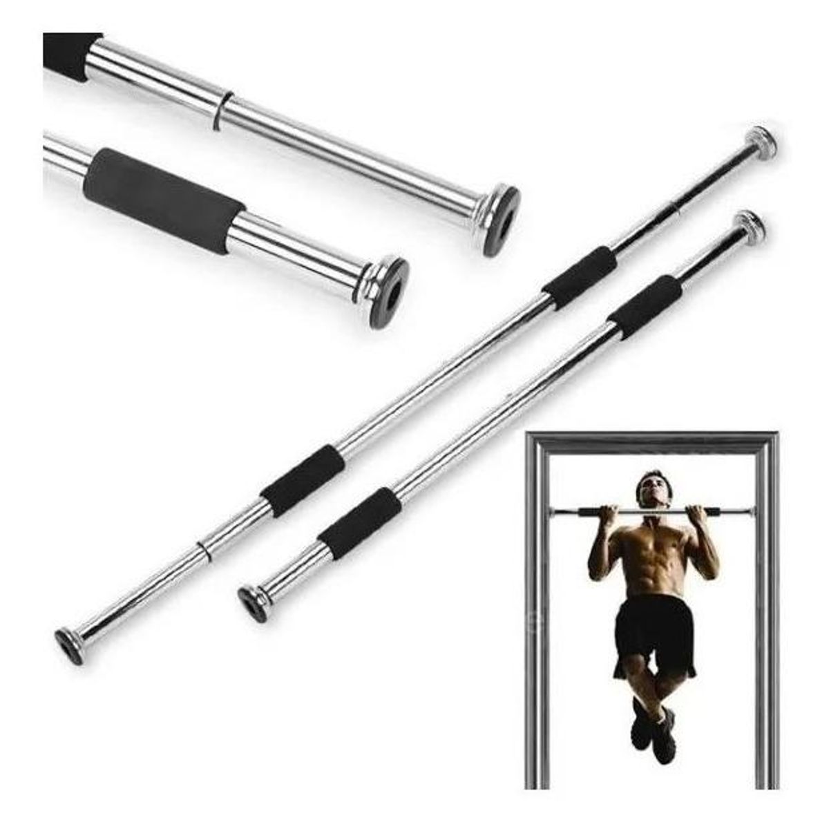 GENERICO - Barra Ajustable de Acero para Ejercicio en Puerta 60-100 cm