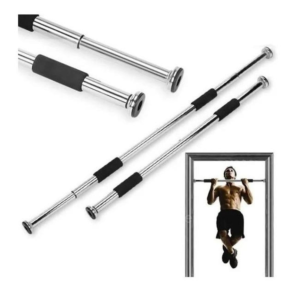 GENERICO - Barra Ajustable de Acero para Ejercicio en Puerta 60-100 cm