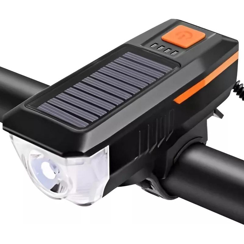 GENERICO - Luz LED Delantera con Bocina Solar Recargable para Bicicleta