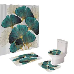 GENERICO - Juego De Baño Set De 4 Piezas Cortina + Tapa WC + 2 Alfombras.