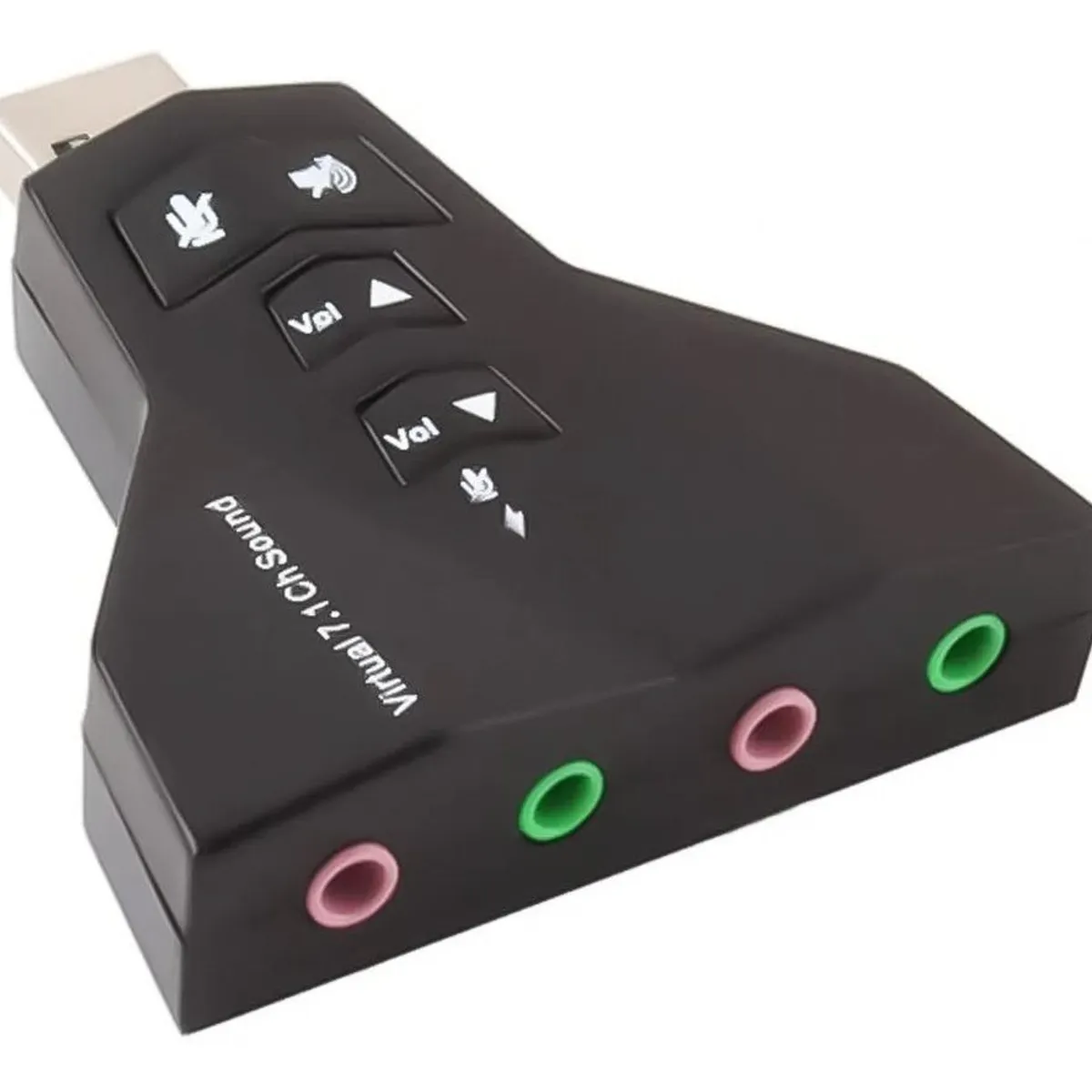 GENERICO - Tarjeta de Sonido USB Externa 71 con Doble Jack para Mic y Audio