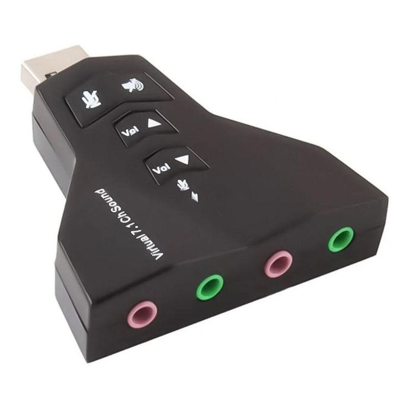 GENERICO - Tarjeta de Sonido USB Externa 71 con Doble Jack para Mic y Audio