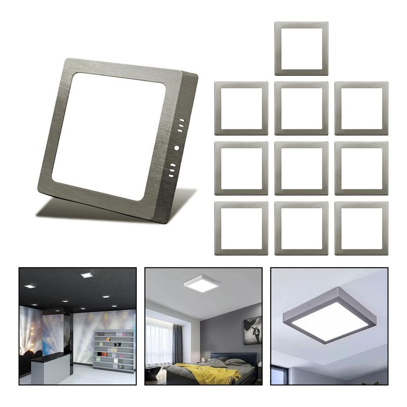 GENERICO - Pack de 10 Focos LED Cuadrados 18W Fríos para Techo