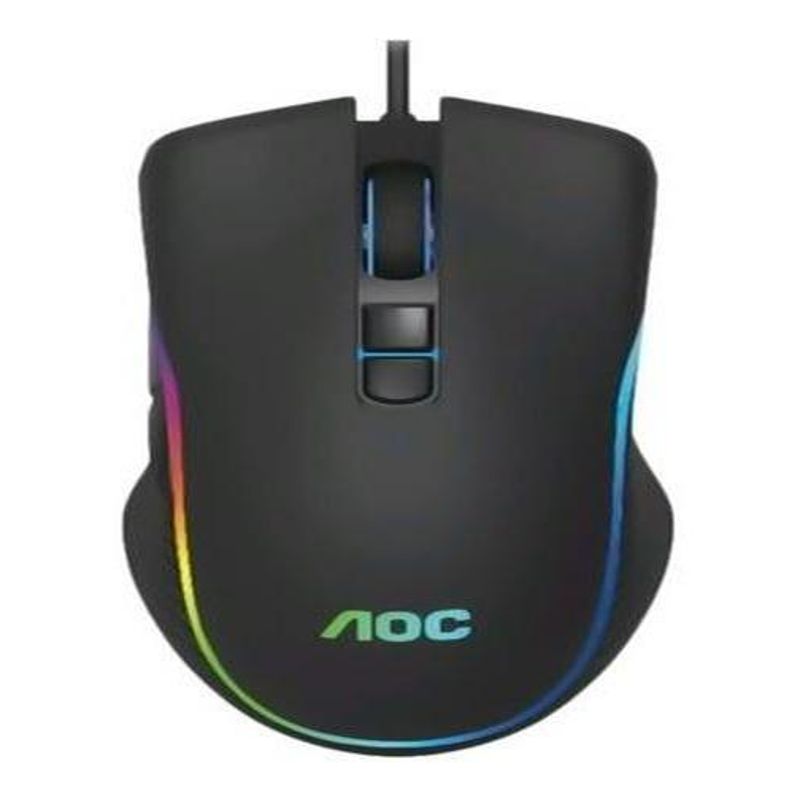 GENERICO - Mouse Gamer Profesional AOC GM100 USB 2400 DPI RGB Negro