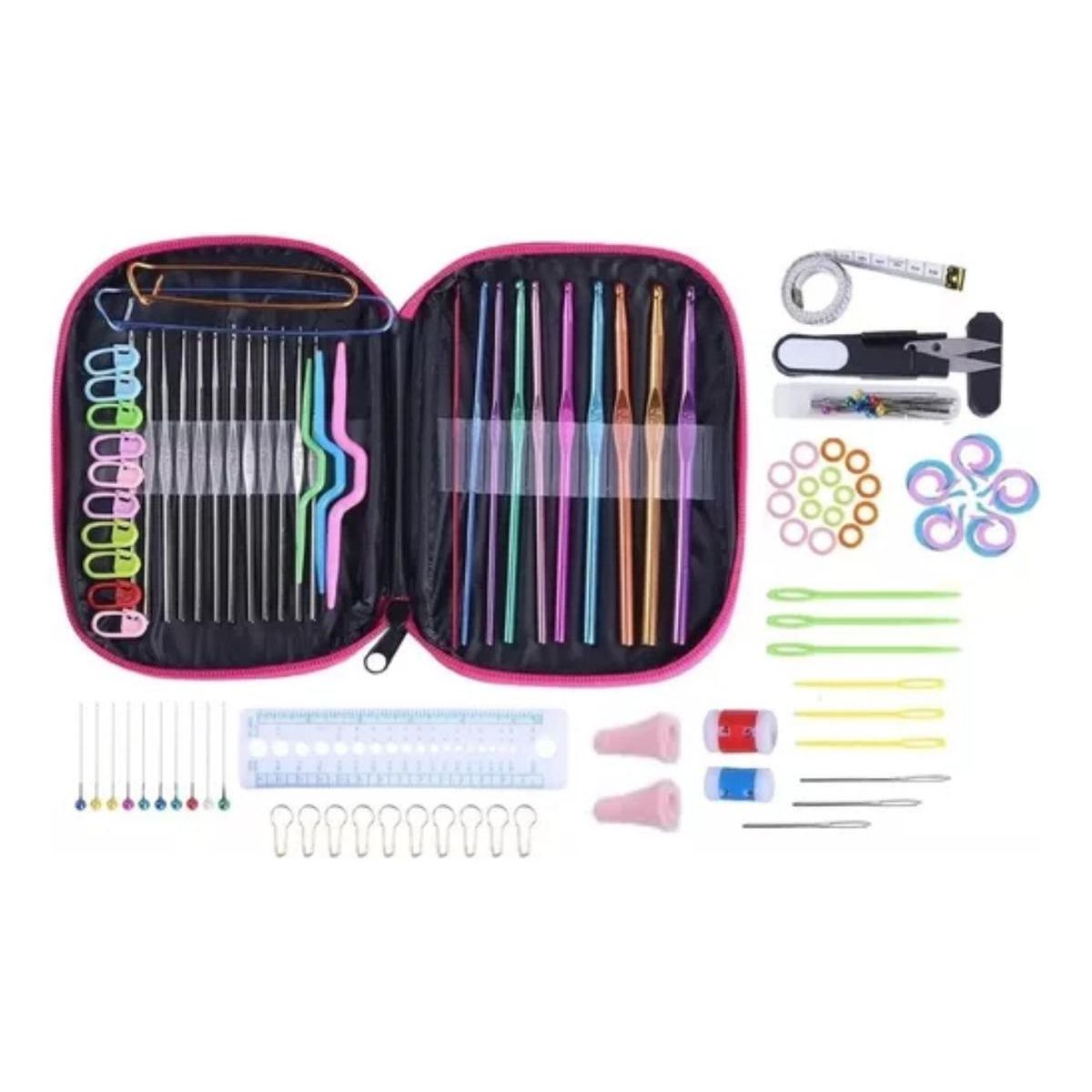 GENERICO - Kit Completo de Crochet 100 Piezas con Agujas y Accesorios