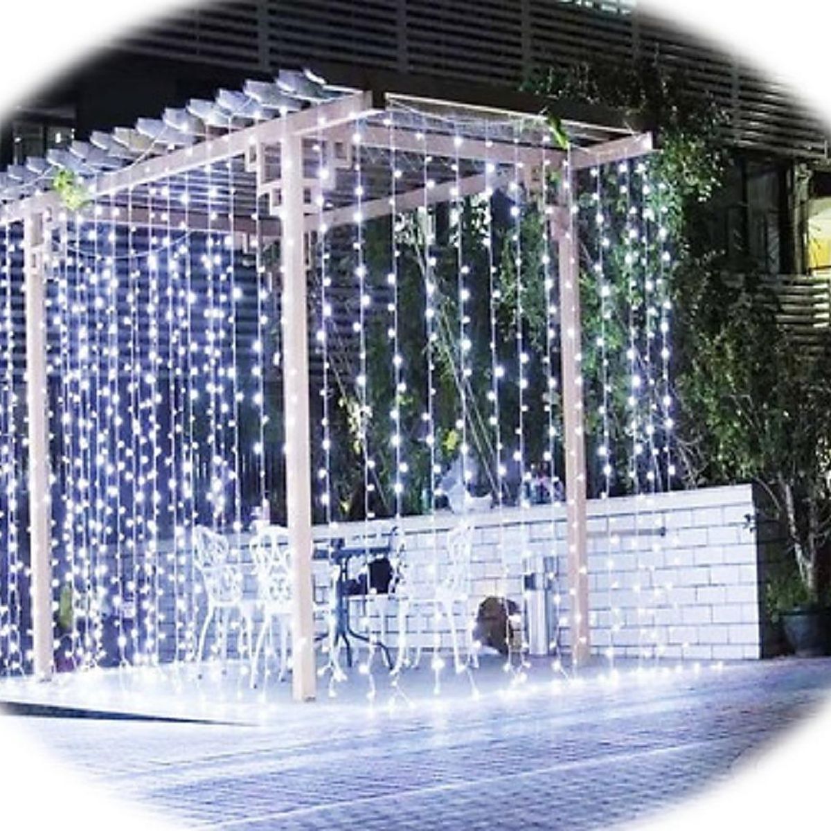 GENERICO - Cortina de Luces LED Blancas 3x2m con 320 Luces y 8 Secuencias