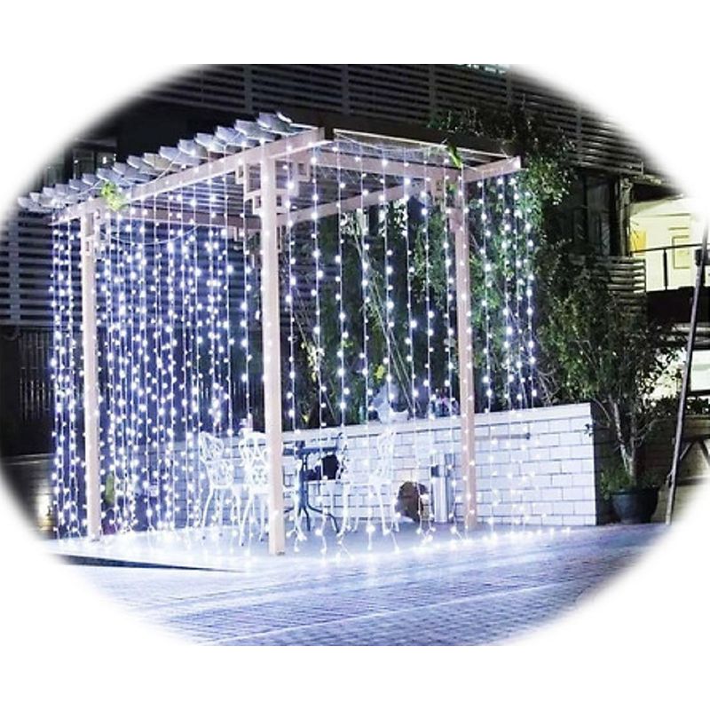 GENERICO - Cortina de Luces LED Blancas 3x2m con 320 Luces y 8 Secuencias