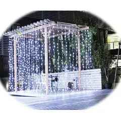 GENERICO - Cortina de Luces LED Blancas 3x2m con 320 Luces y 8 Secuencias