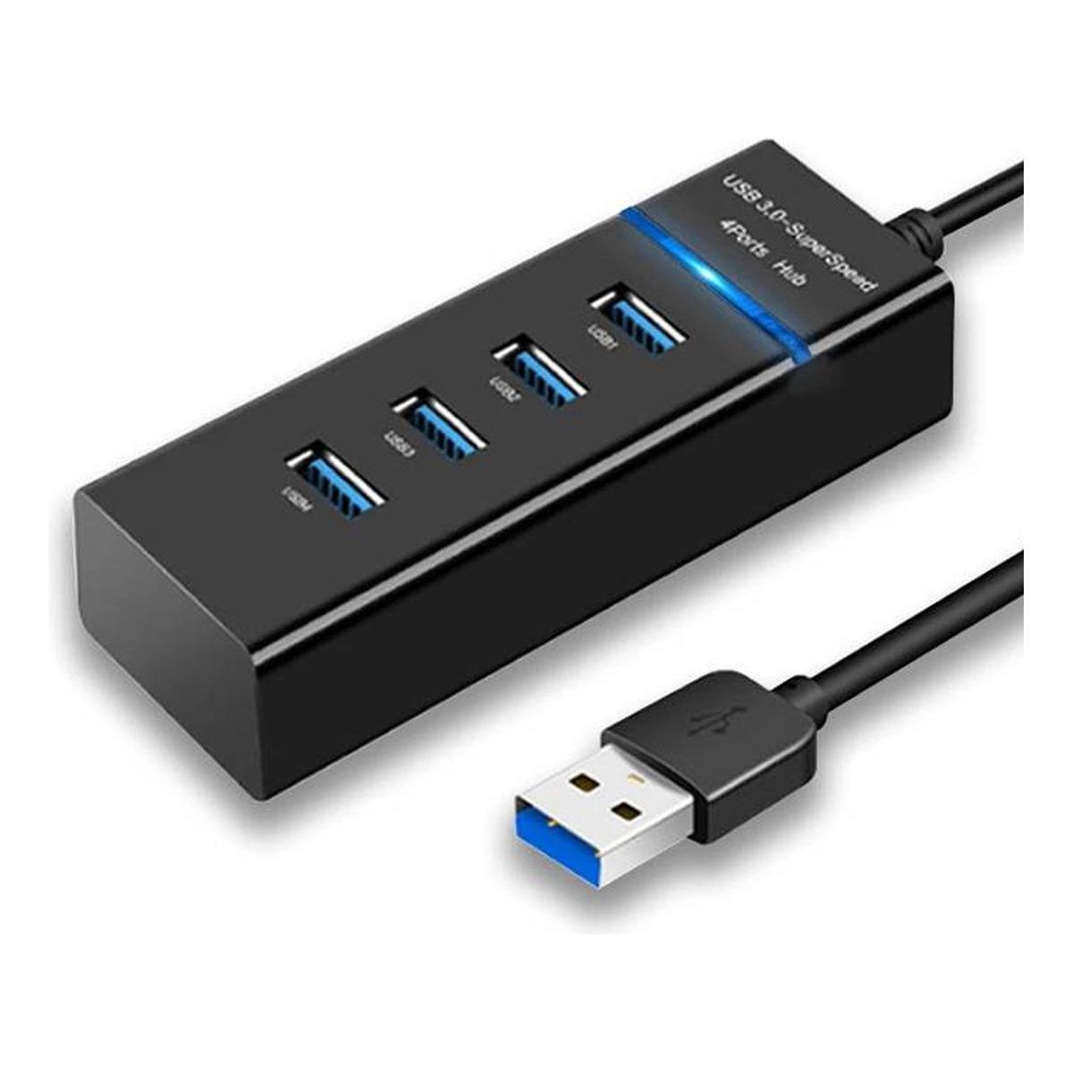 GENERICO - Hub USB 30 de 4 Puertos con Indicador LED Azul