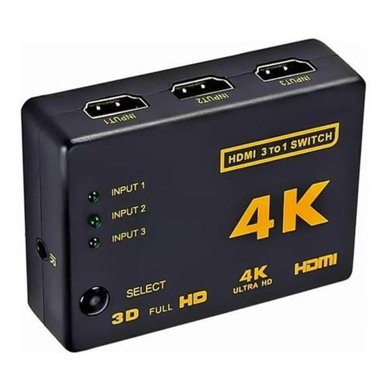 GENERICO - Splitter HDMI 4K 3x1 con Control Remoto para TV
