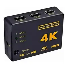 GENERICO - Splitter HDMI 4K 3x1 con Control Remoto para TV