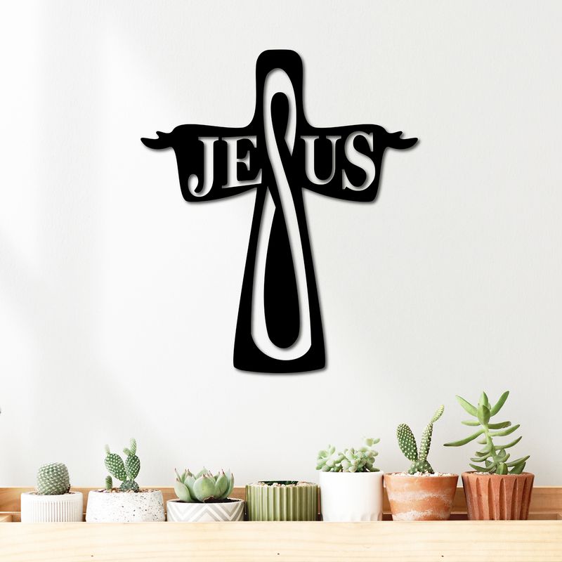 ELAB PROPIA - Cuadro Cruz Jesús Eterno 50x42cm - Calado En Madera Fun Republic