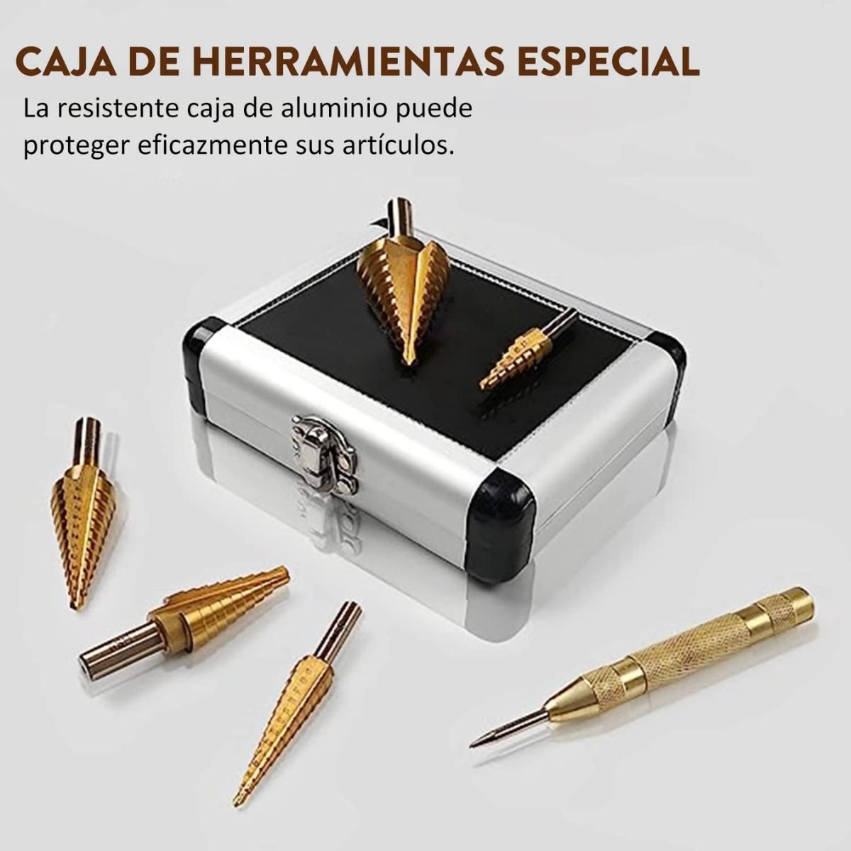 GENERICO - Set de Brocas Escalonadas de Titanio 6 Piezas