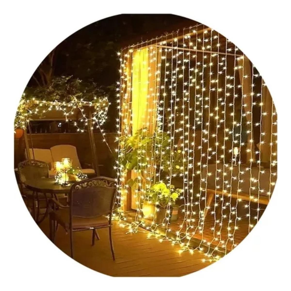GENERICO - Cortina LED de Luces Navideñas Amarillas 5x2m 800 LEDs