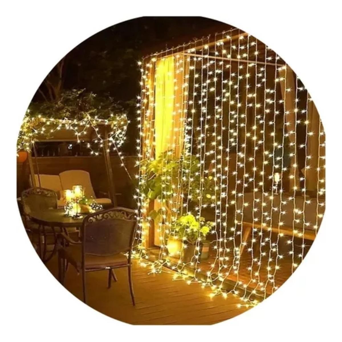 GENERICO - Cortina LED de Luces Navideñas Amarillas 5x2m 800 LEDs