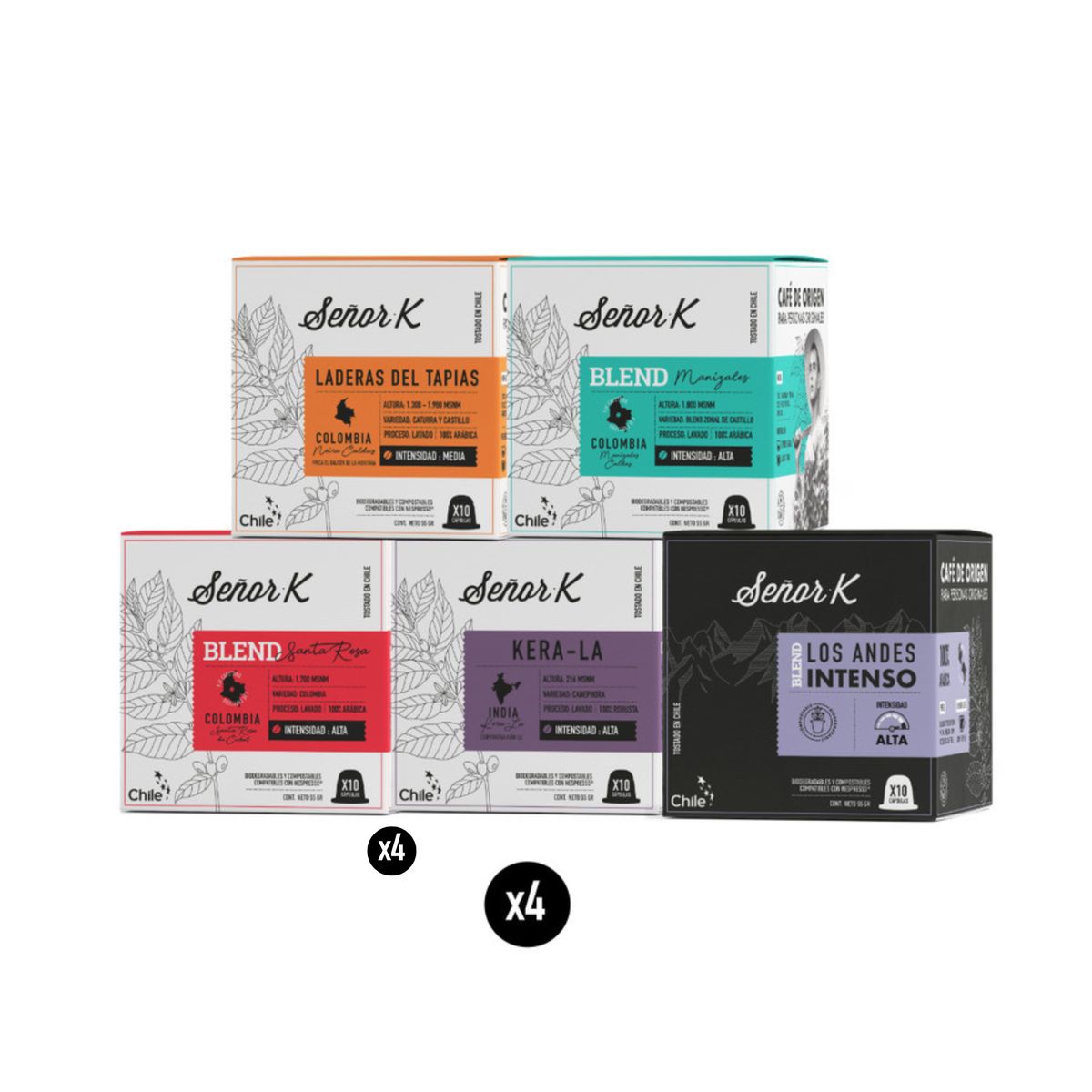 SEÑOR K - Pack 200 Cápsulas Café Espresso Más Vendidos Café Señor K