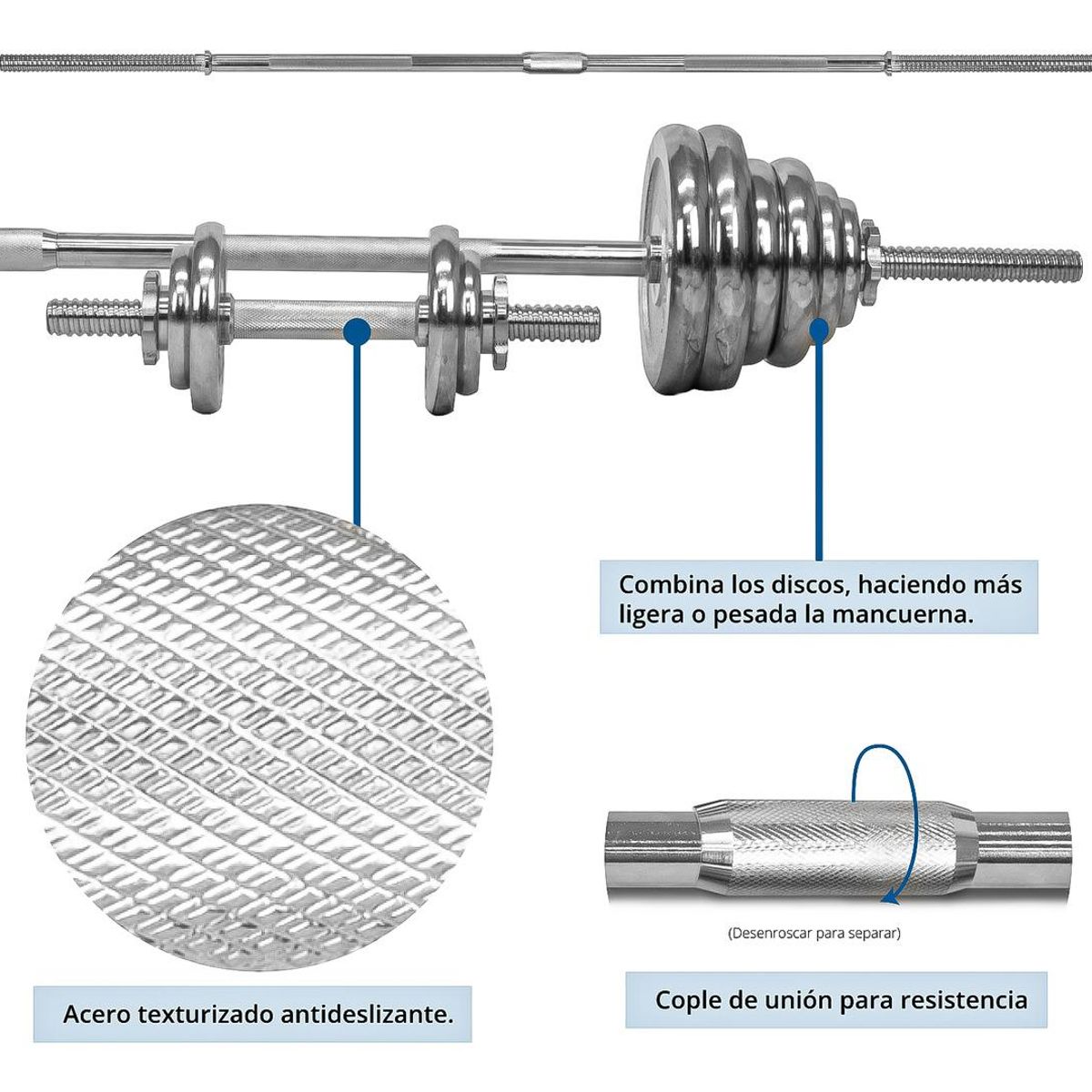 GENERICO - Set de Mancuernas Cromadas de 50 Kg con Maleta de Transporte
