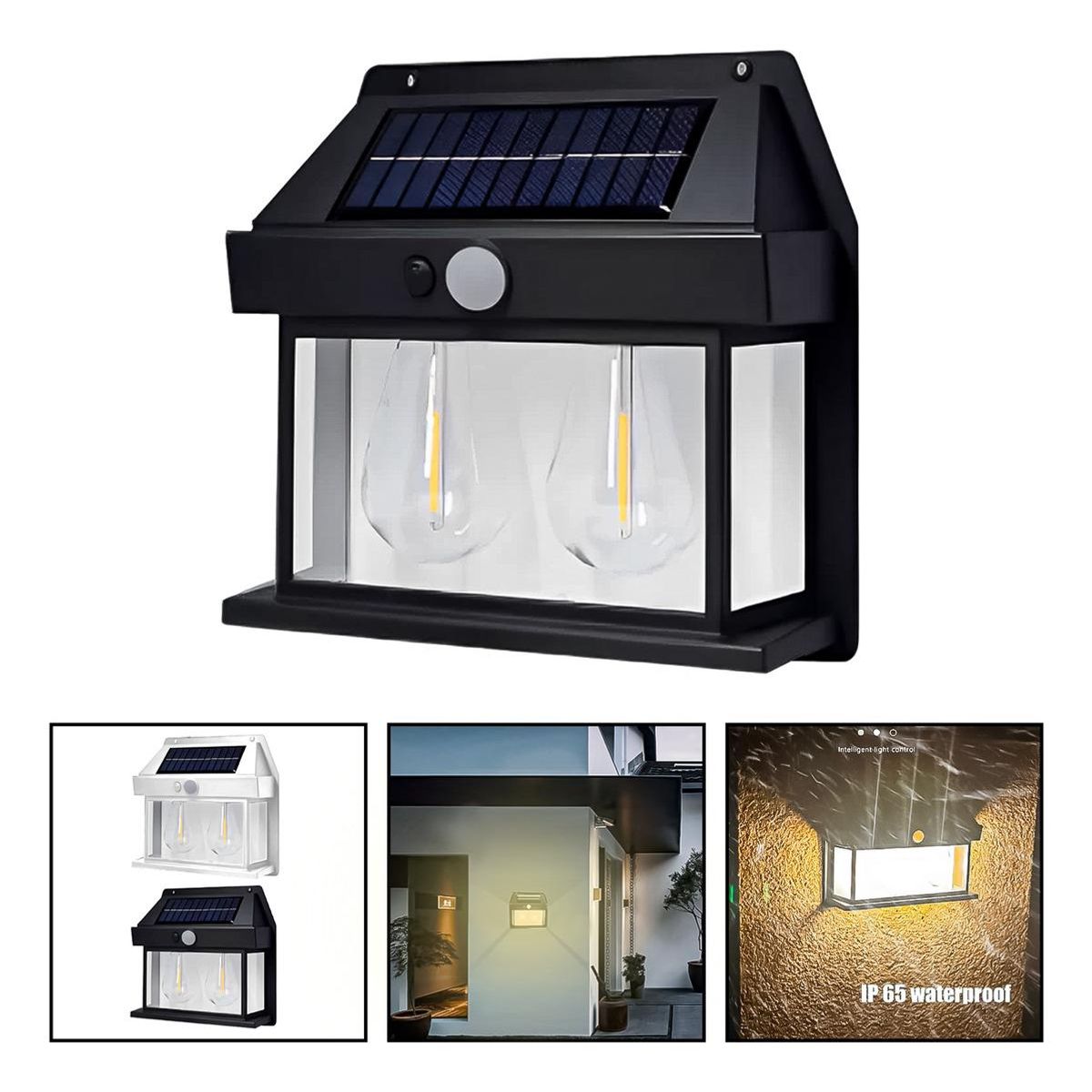 GENERICO - Foco LED Solar Doble de Jardín con Sensor de Movimiento