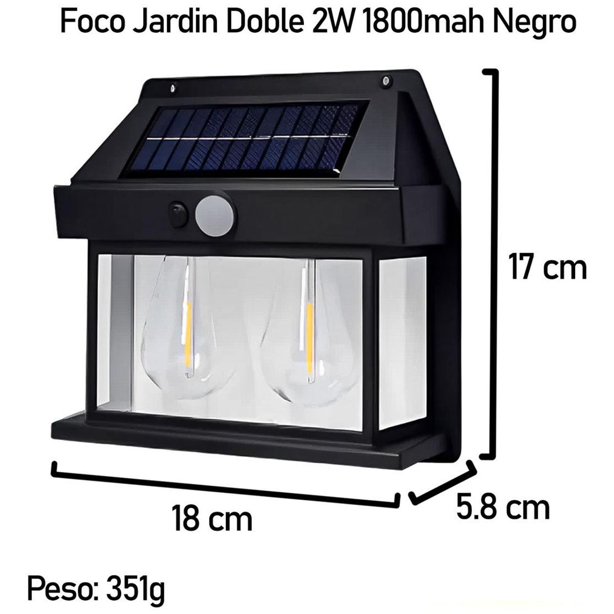GENERICO - Foco LED Solar Doble de Jardín con Sensor de Movimiento