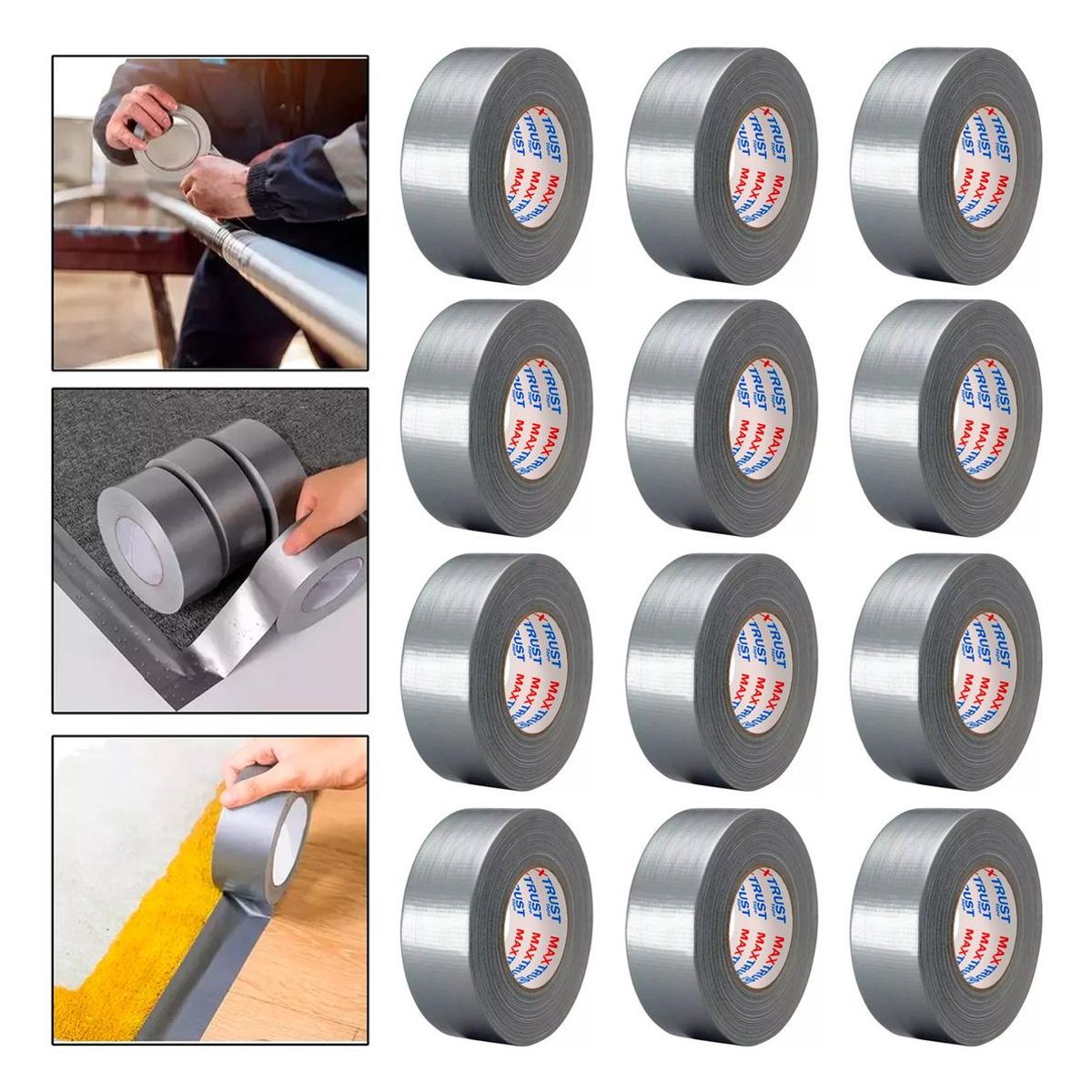 GENERICO - Pack de Cinta Tela Adhesiva Multiuso Duck Tape 12 unidades