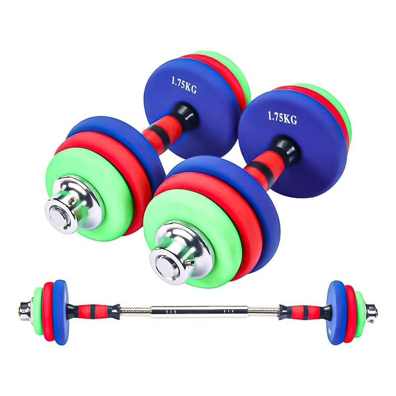 GENERICO - Set de Mancuernas y Barra Ajustable 20kg con Neopreno