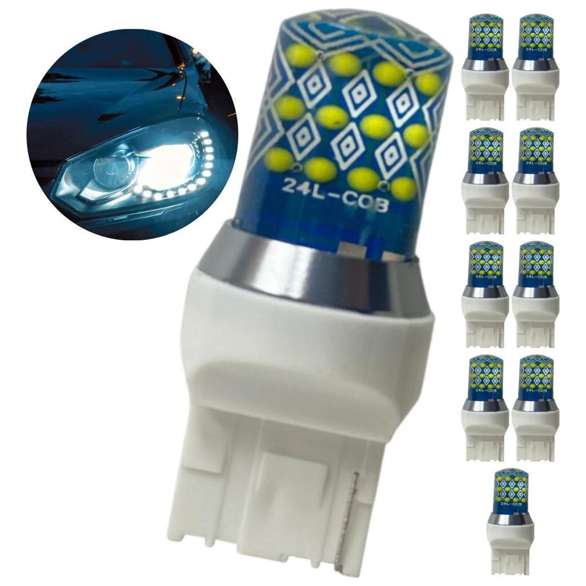 GENERICO - Set de 10 Ampolletas LED T20 12V Siliconado Blanca