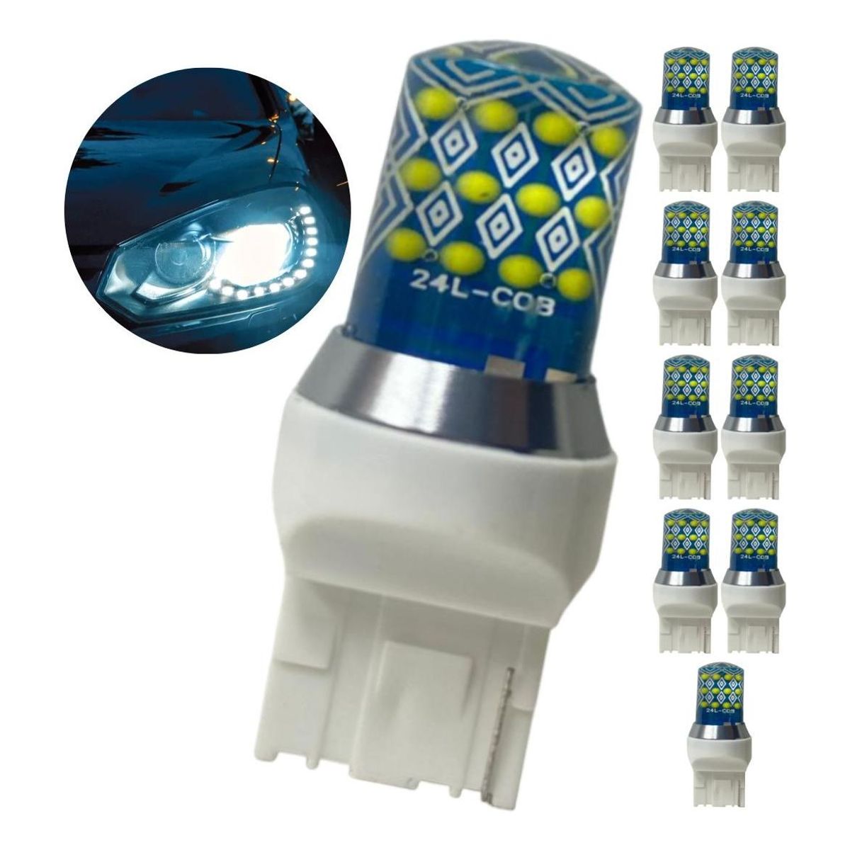 GENERICO - Set de 10 Ampolletas LED T20 12V Siliconado Blanca
