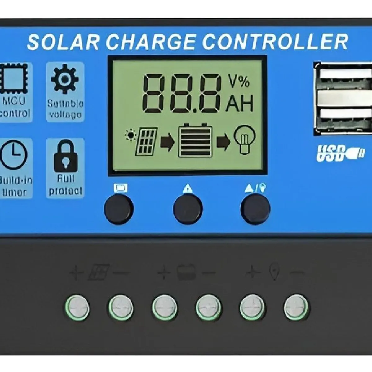 GENERICO - Controlador de Carga Solar Digital 30A para Sistemas 12V24V