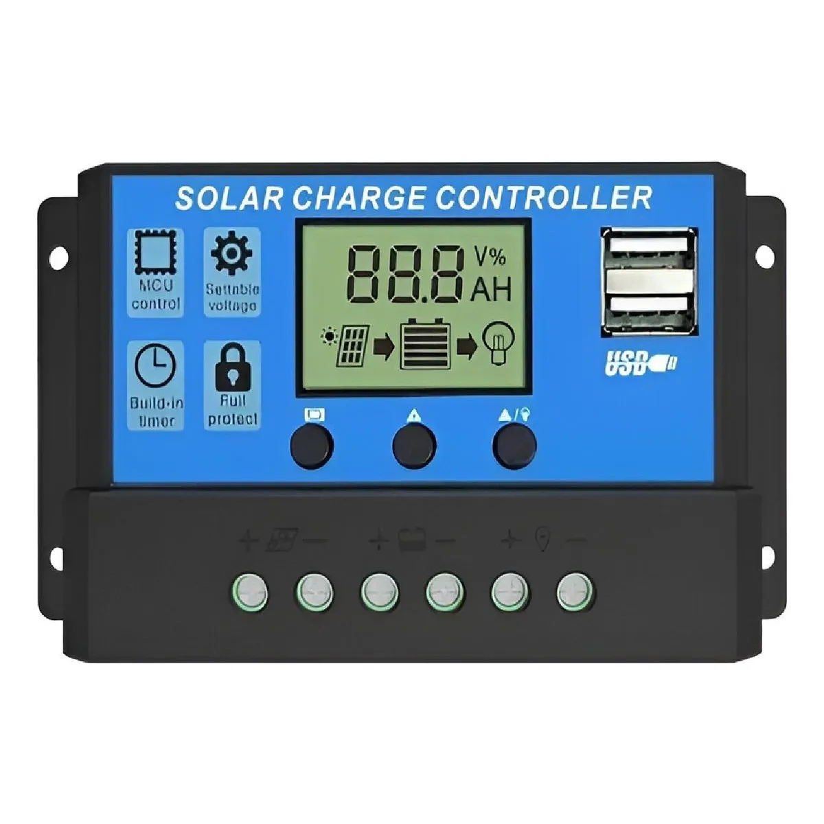 GENERICO - Controlador de Carga Solar Digital 30A para Sistemas 12V24V
