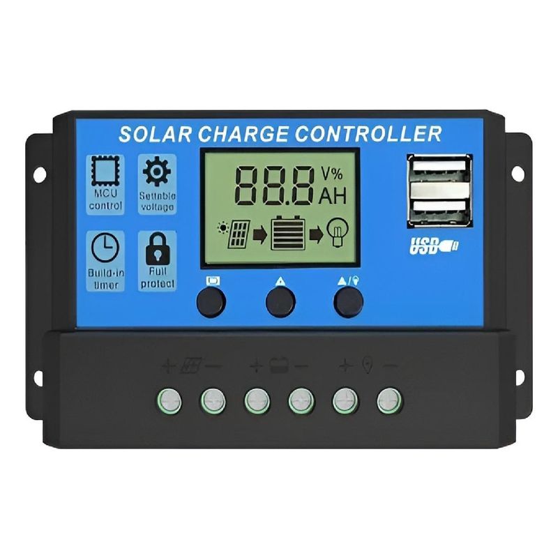 GENERICO - Controlador de Carga Solar Digital 30A para Sistemas 12V24V