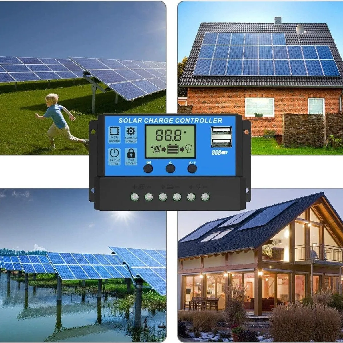 GENERICO - Controlador de Carga Solar Digital 30A para Sistemas 12V24V