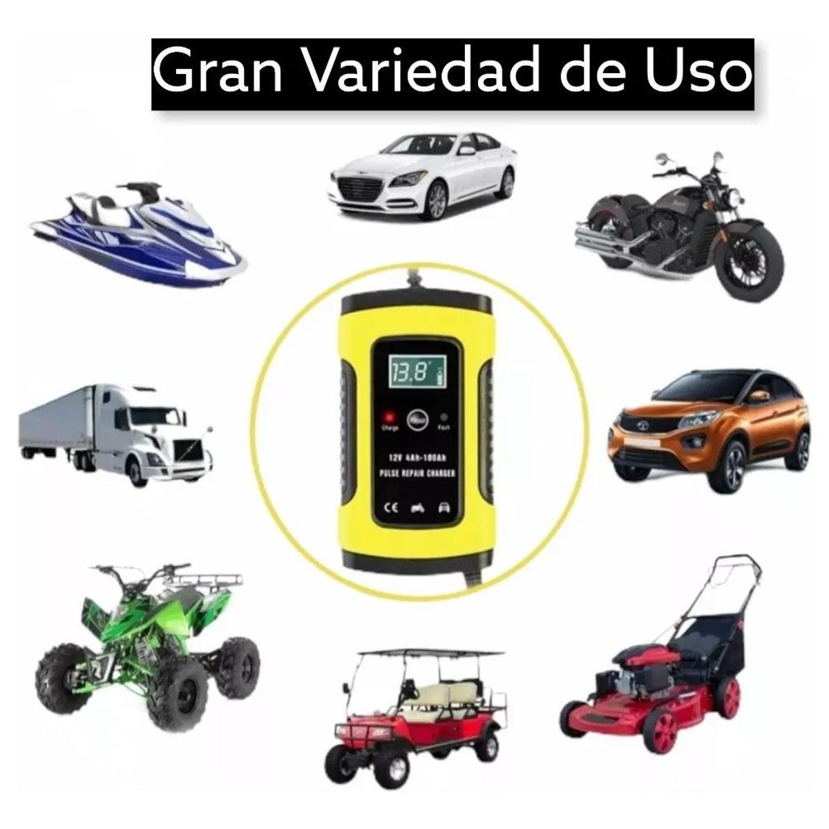 GENERICO - Cargador de Batería Inteligente 12V para Autos y Motos