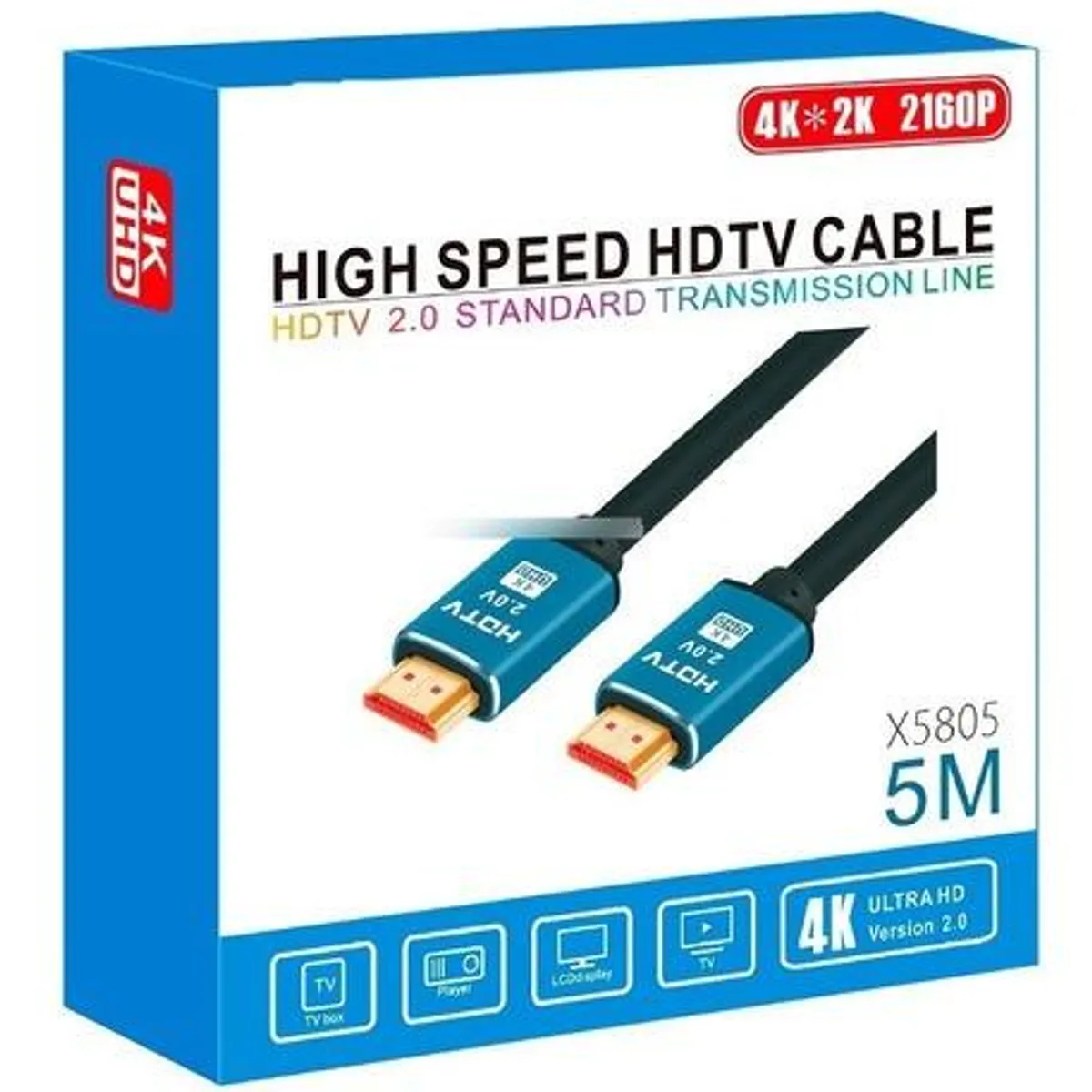 GENERICO - Cable HDMI 4K UHD 5 Metros para Conexión de Alta Calidad