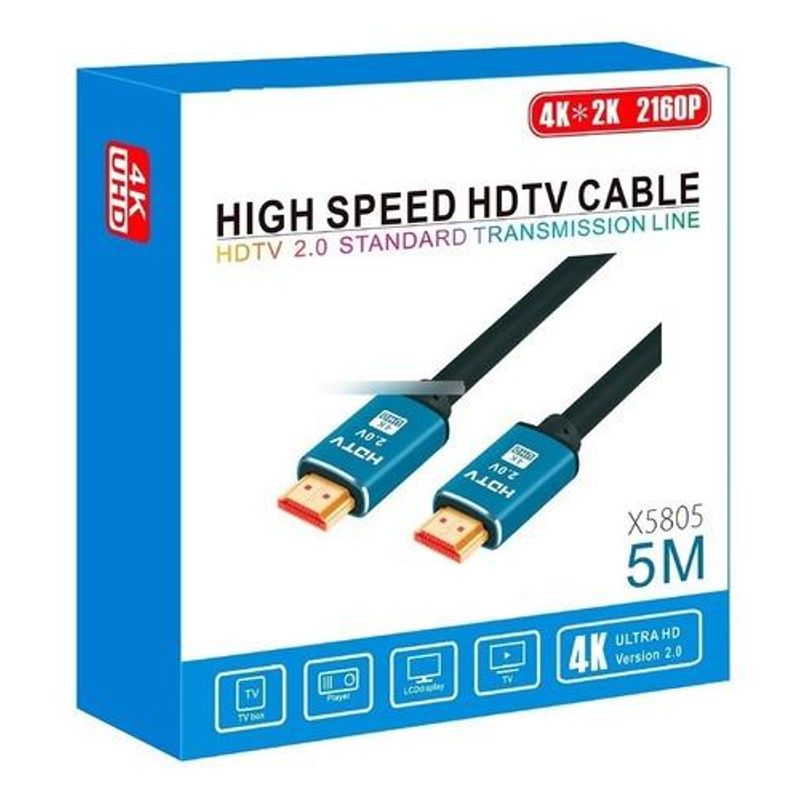GENERICO - Cable HDMI 4K UHD 5 Metros para Conexión de Alta Calidad