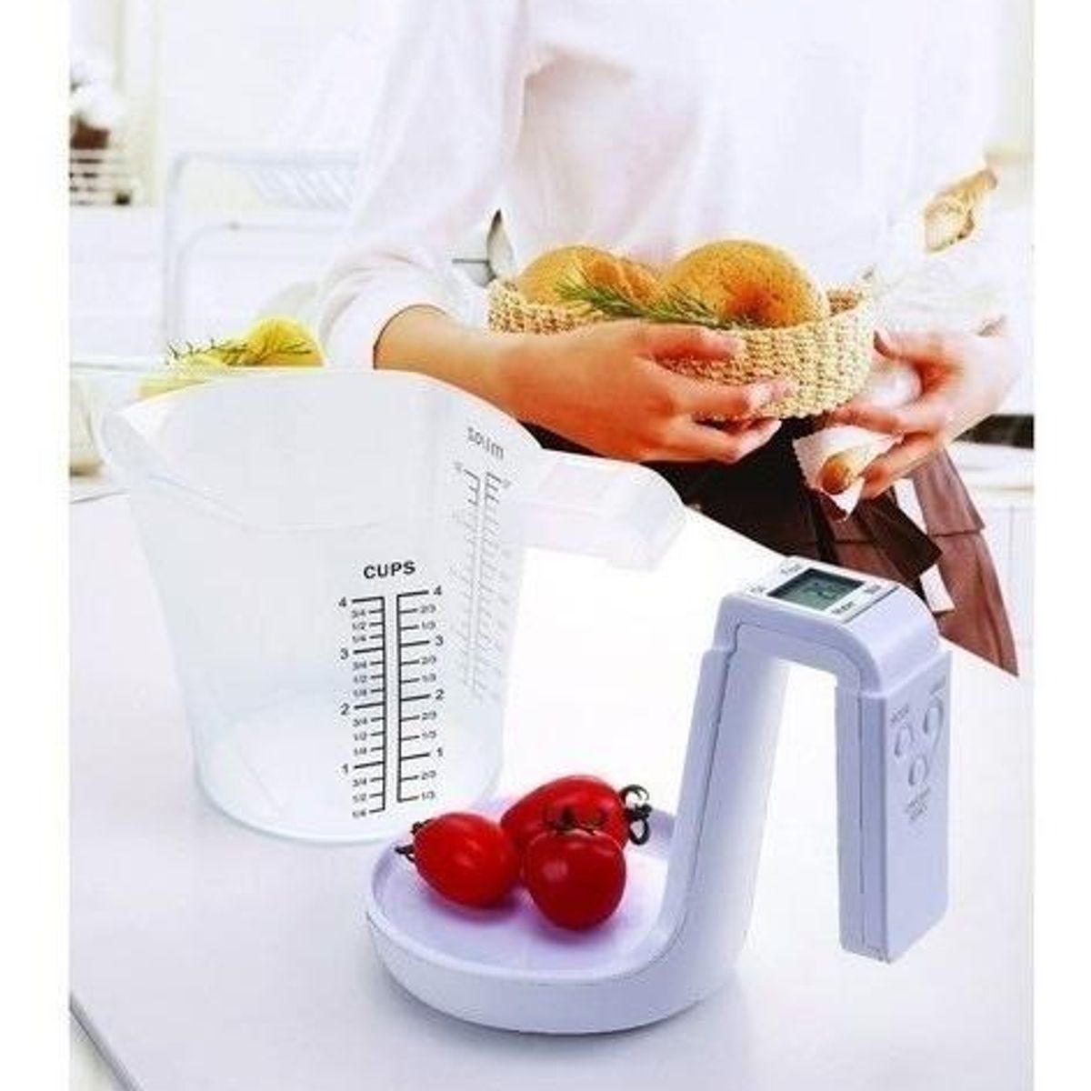 GENERICO - Balanza Digital de Cocina con Jarra Medidora y Pantalla LED