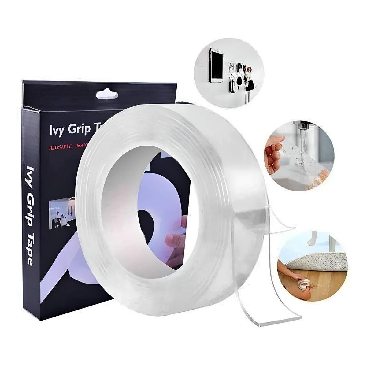 GENERICO - Cinta Adhesiva Doble Cara Transparente 3m para Multiusos