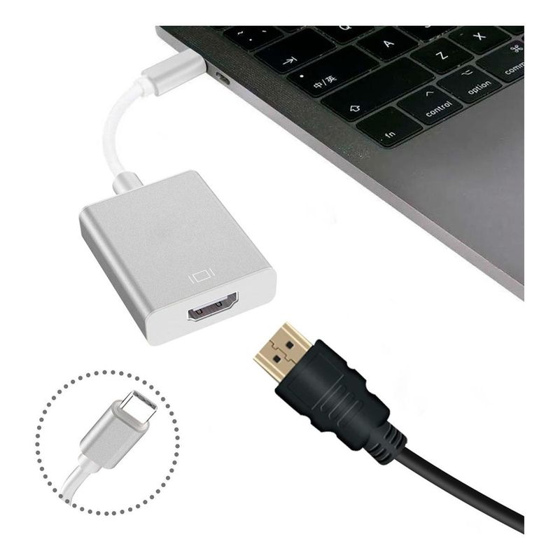 GENERICO - Adaptador USB Tipo C a HDMI 4K Full HD 1080p