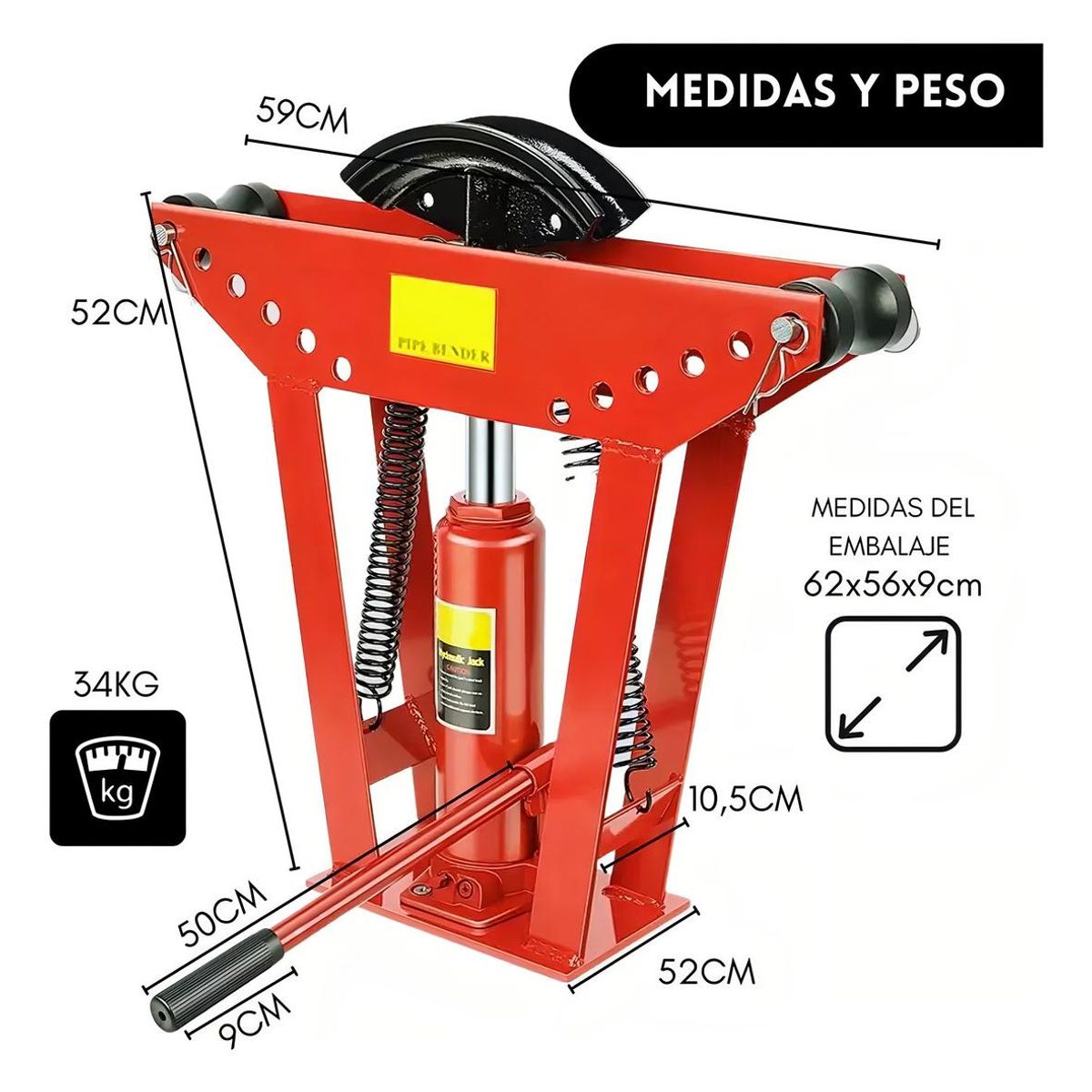 GENERICO - Dobladora Manual de Tubos 16 Toneladas con 6 Moldes