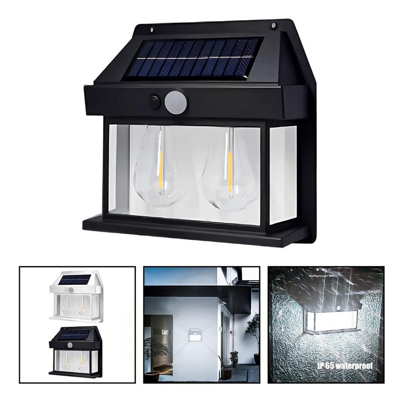 GENERICO - Lámpara Solar LED Doble para Jardín con Sensor de Movimiento