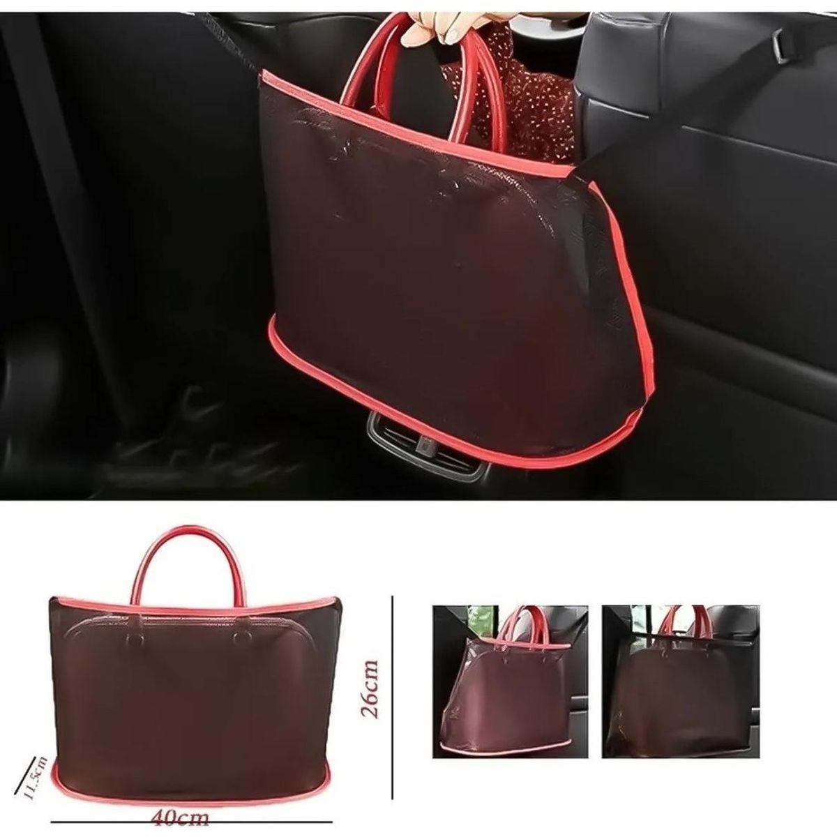 GENERICO - Organizador Multifuncional para Auto con Diseño Liso Negro