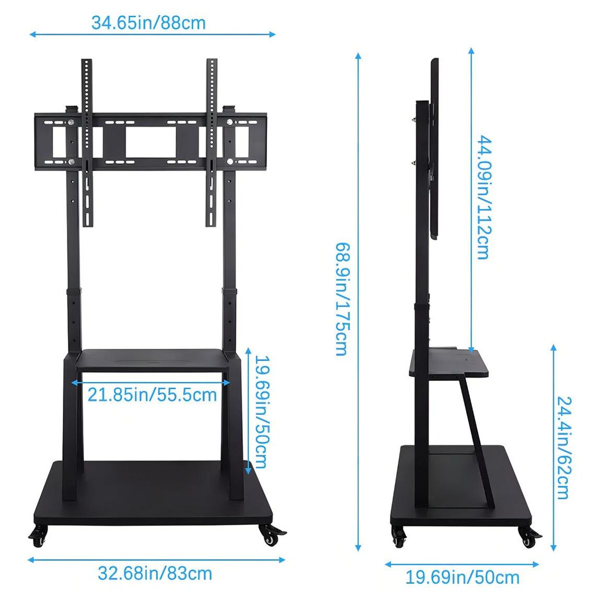 GENERICO - Soporte Móvil para TV con Ruedas y Base Pedestal Ajustable