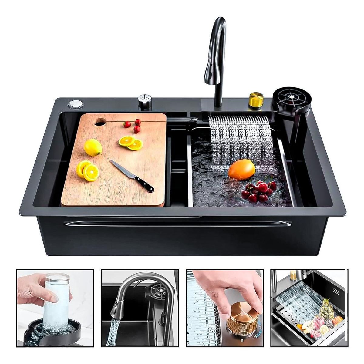 GENERICO - Lavaplatos Multifuncional Acero Inox 2 Modos 75x46 cm