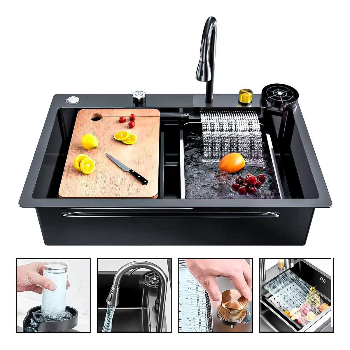 GENERICO - Lavaplatos Multifuncional Acero Inox 2 Modos 75x46 cm