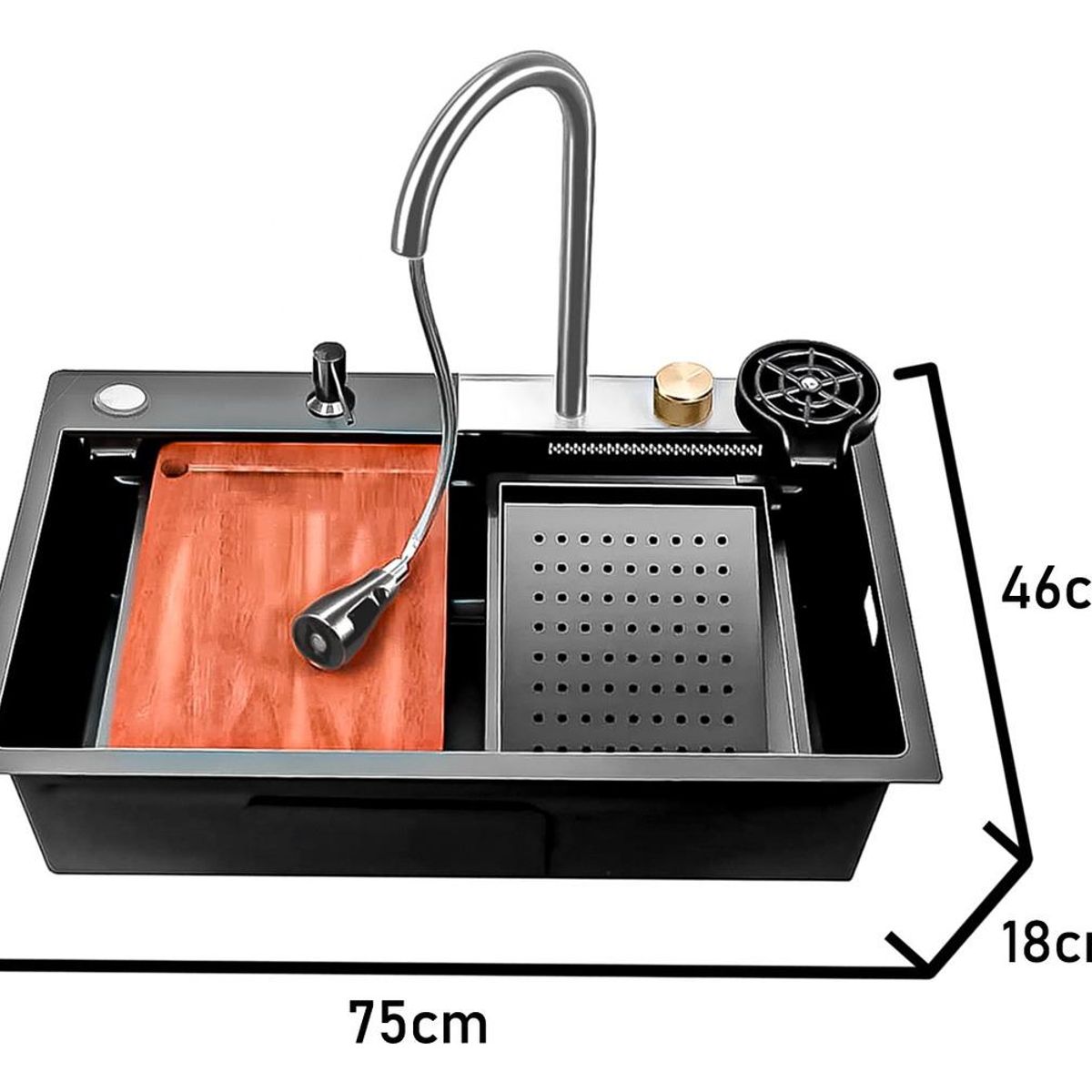 GENERICO - Lavaplatos Multifuncional Acero Inox 2 Modos 75x46 cm